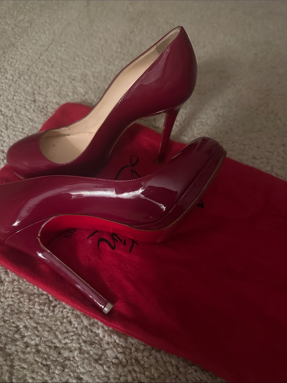 Christian Louboutin Burgundy Patent Stiletto Pumps